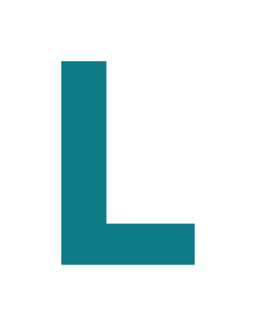 Licentium monogram: a geometric capital L in deep teal