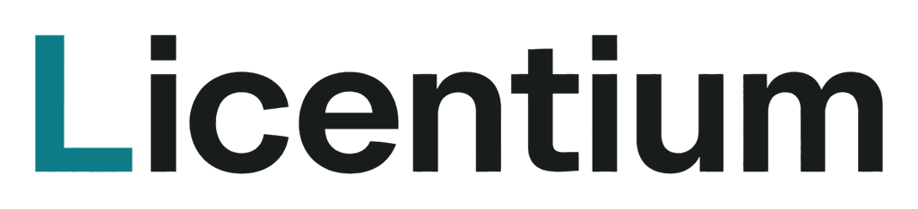 Licentium wordmark: the word Licentium with a teal capital L
